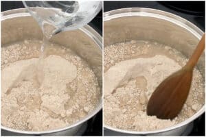 adding water to yam flour for amala fele fele