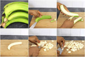 green banana fufu ingredient prep