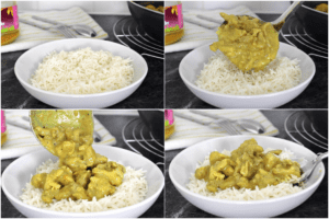 serving chicken curry