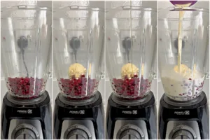 pomegranate milkshake prep